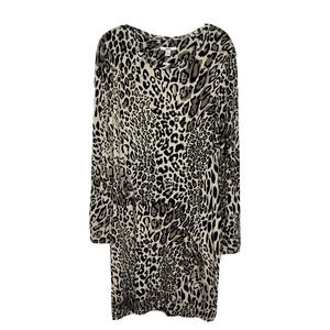 Bar 111 Elegant Women’s Leopard Print Long Sleeve Stretch Jersey Dress Sz L New